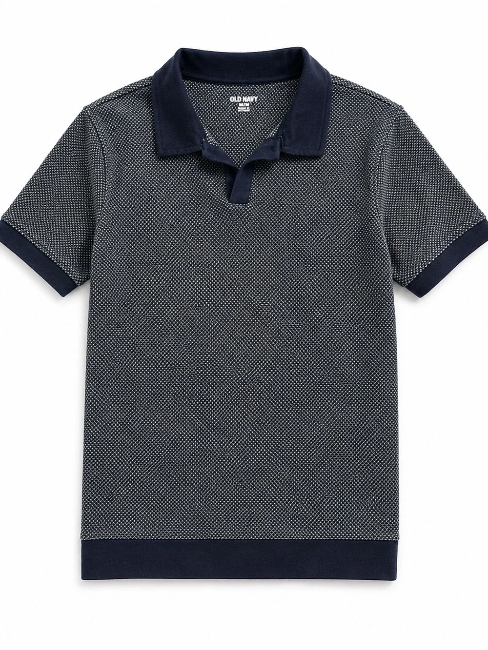 Old Navy Boys Navy and White Micro‑Pattern Polo